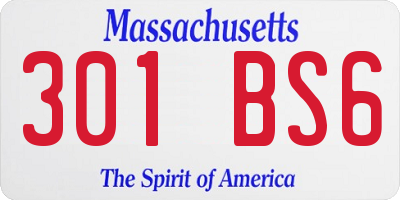 MA license plate 301BS6