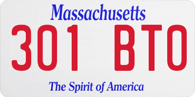 MA license plate 301BT0