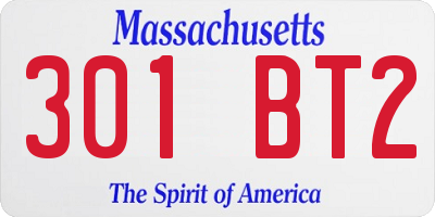 MA license plate 301BT2