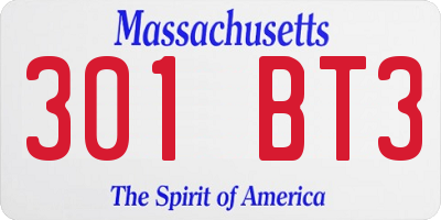 MA license plate 301BT3