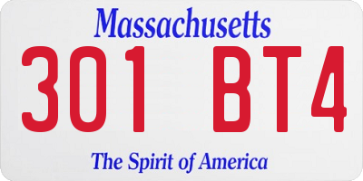 MA license plate 301BT4