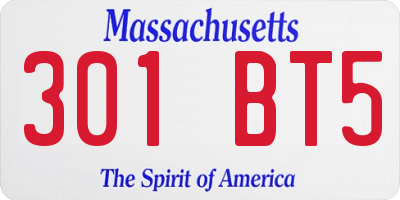 MA license plate 301BT5