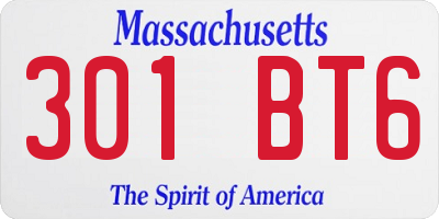 MA license plate 301BT6