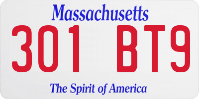 MA license plate 301BT9
