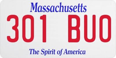 MA license plate 301BU0