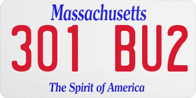 MA license plate 301BU2
