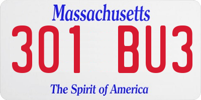 MA license plate 301BU3