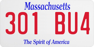 MA license plate 301BU4