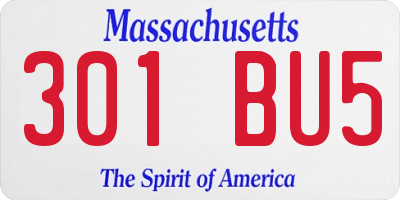 MA license plate 301BU5