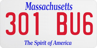 MA license plate 301BU6