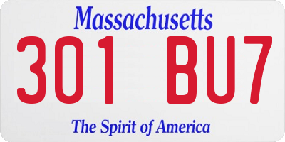 MA license plate 301BU7