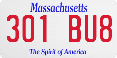 MA license plate 301BU8