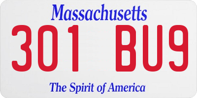 MA license plate 301BU9