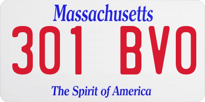 MA license plate 301BV0