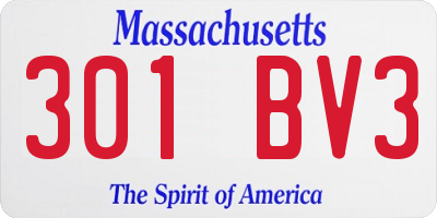 MA license plate 301BV3