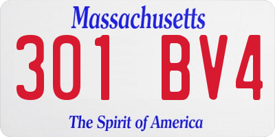 MA license plate 301BV4