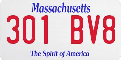 MA license plate 301BV8