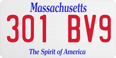 MA license plate 301BV9
