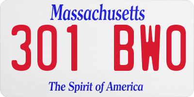 MA license plate 301BW0