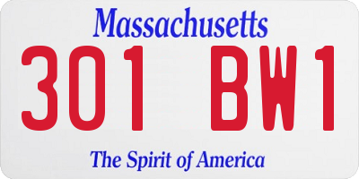 MA license plate 301BW1
