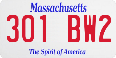 MA license plate 301BW2