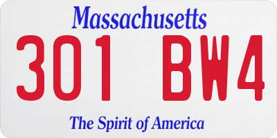 MA license plate 301BW4