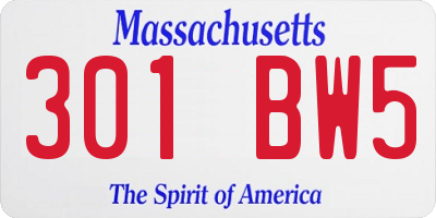 MA license plate 301BW5