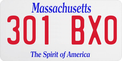 MA license plate 301BX0
