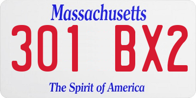 MA license plate 301BX2