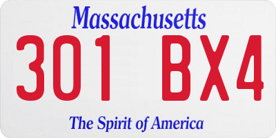 MA license plate 301BX4