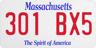 MA license plate 301BX5
