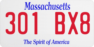 MA license plate 301BX8