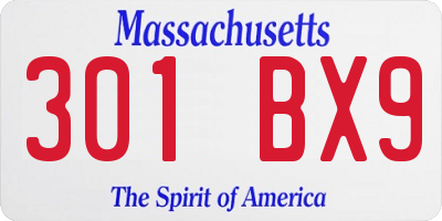 MA license plate 301BX9