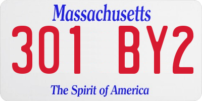 MA license plate 301BY2