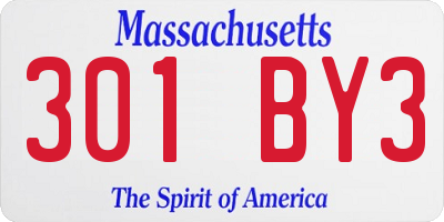 MA license plate 301BY3