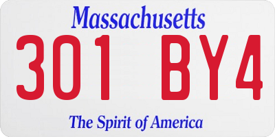 MA license plate 301BY4
