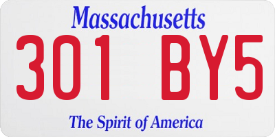 MA license plate 301BY5