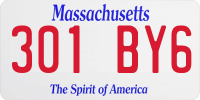 MA license plate 301BY6