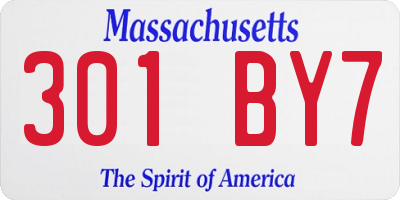MA license plate 301BY7