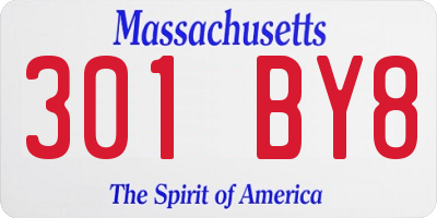 MA license plate 301BY8
