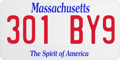 MA license plate 301BY9