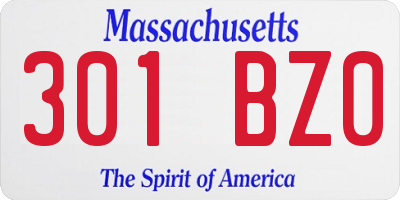 MA license plate 301BZ0