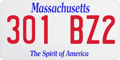 MA license plate 301BZ2