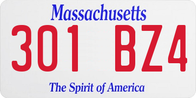 MA license plate 301BZ4
