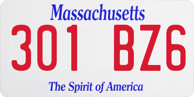 MA license plate 301BZ6
