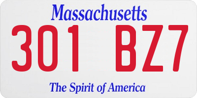 MA license plate 301BZ7
