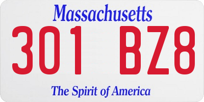 MA license plate 301BZ8