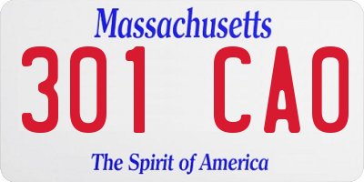 MA license plate 301CA0
