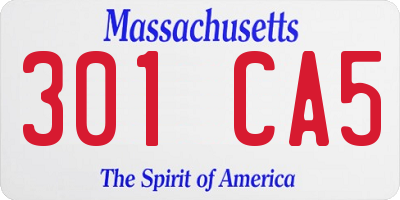 MA license plate 301CA5