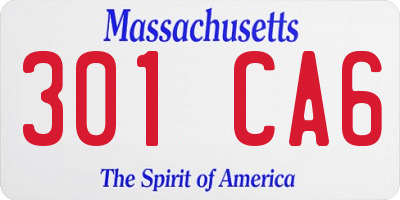 MA license plate 301CA6